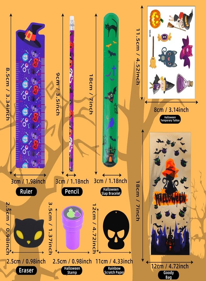 BicMan 192 Pcs 24 Pack Assorted Halloween Stationery, Party Favors for Kids, Goodie Bags Stuffers Set Including Pencils, Rulers, Stamps and Erasers in Trick or Treat Bags - Image 3